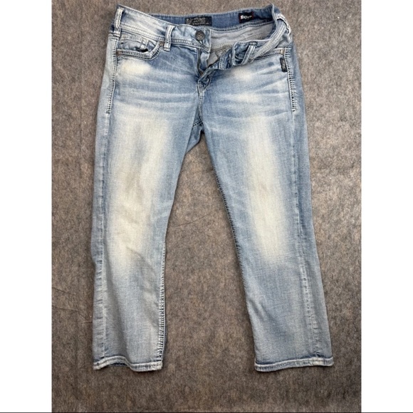 Silver Jeans Women's Medium Blue Light Wash Denim Low Rise Super Stretch - Picture 1 of 8